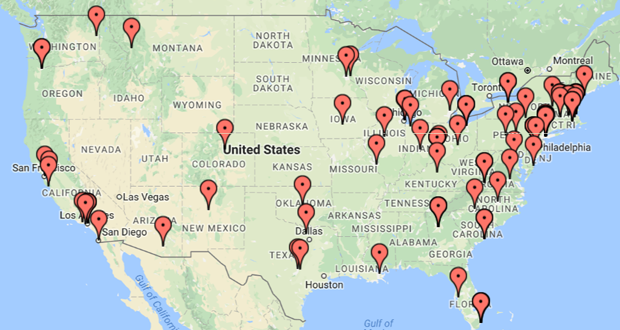 A map of law firms that have litigated lawsuits by students accused of Title IX misconduct.