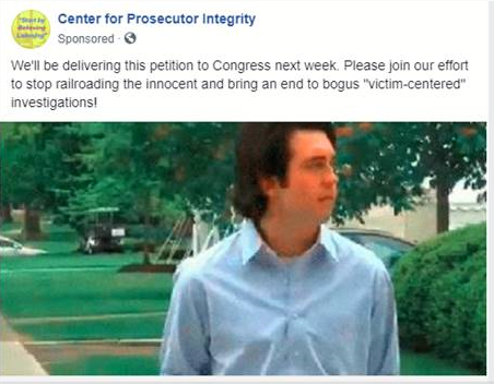 The suppressed Facebook campaign. The text says CPI will be delivering a petition to Congress next week and invites people to join their efforts to end bogus investigations.