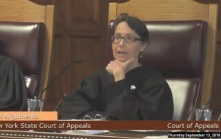 A still-shot of the video from an oral argument held at the New York State Court of Appeals.