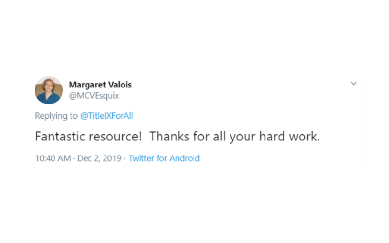 A testimonial by attorney Margaret Valois saying, "Fantastic resource! Thanks for all your hard work."